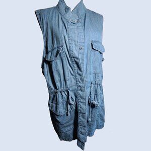 Women's Faded Glory Long Denim Cargo Vest, Sz XXL (20)